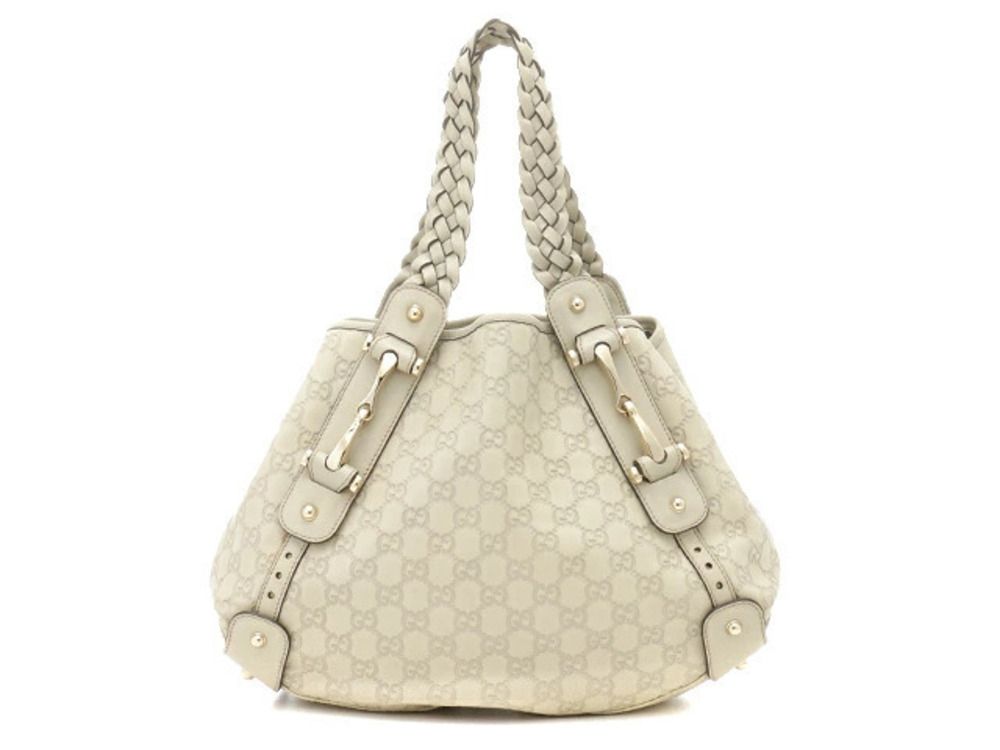 Gucci ssima Gray Shoulder  Bag Tote Calfskin Gray